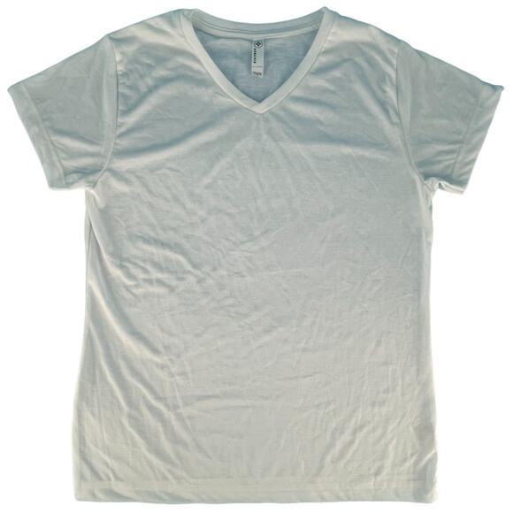 LAT Sublivie Ladies Fitted Sublimation Tee Shirt Top Solid White V-Neck Large - Picture 4 of 10